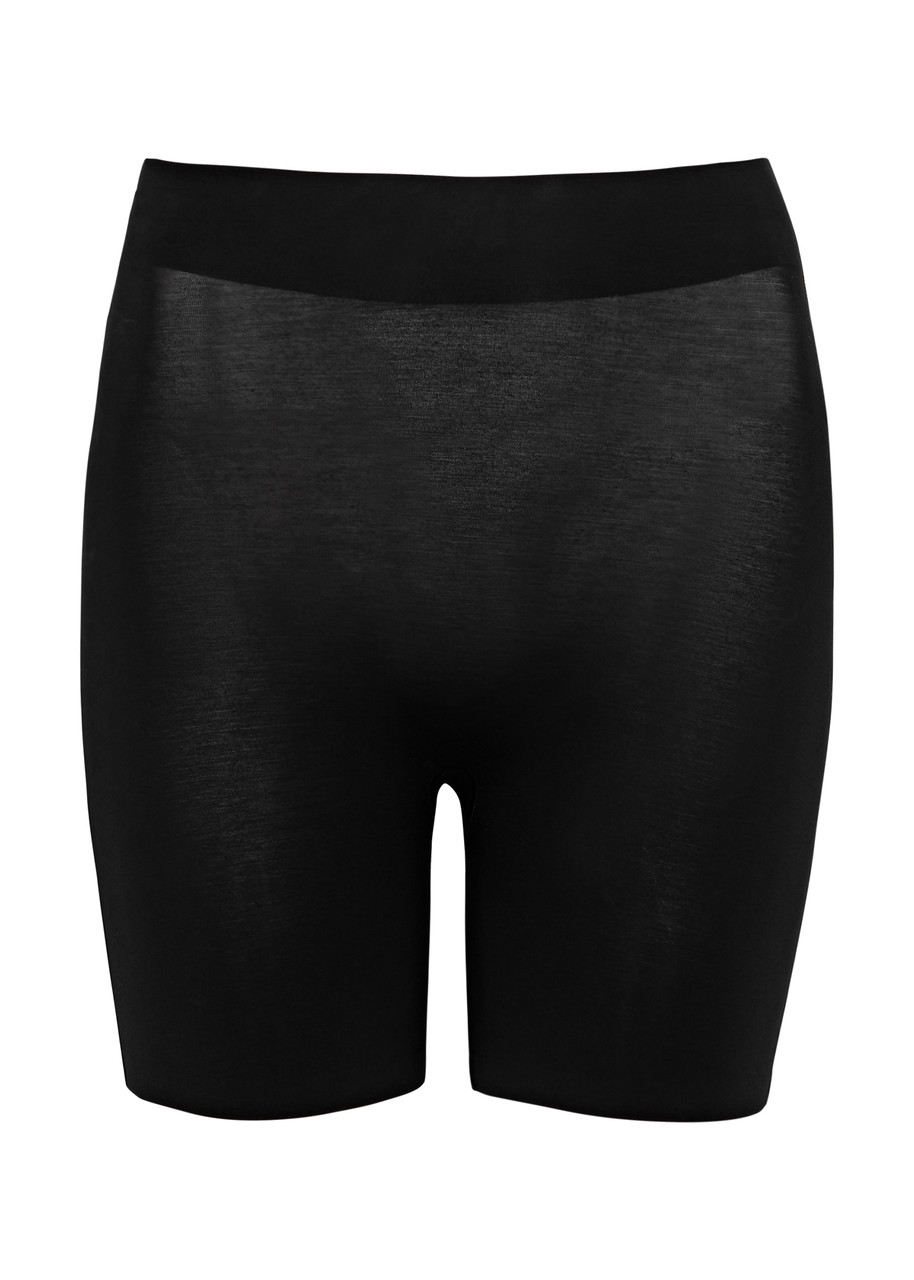 Shop Wolford Contour Control Stretch-cotton Shorts In Black