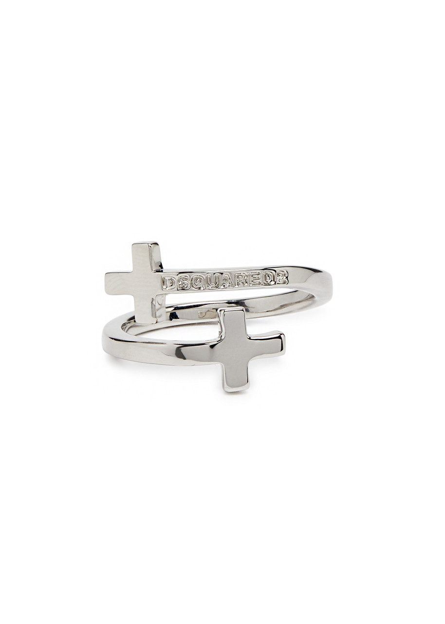 Dsquared2 Double Cross Ring In Metallic