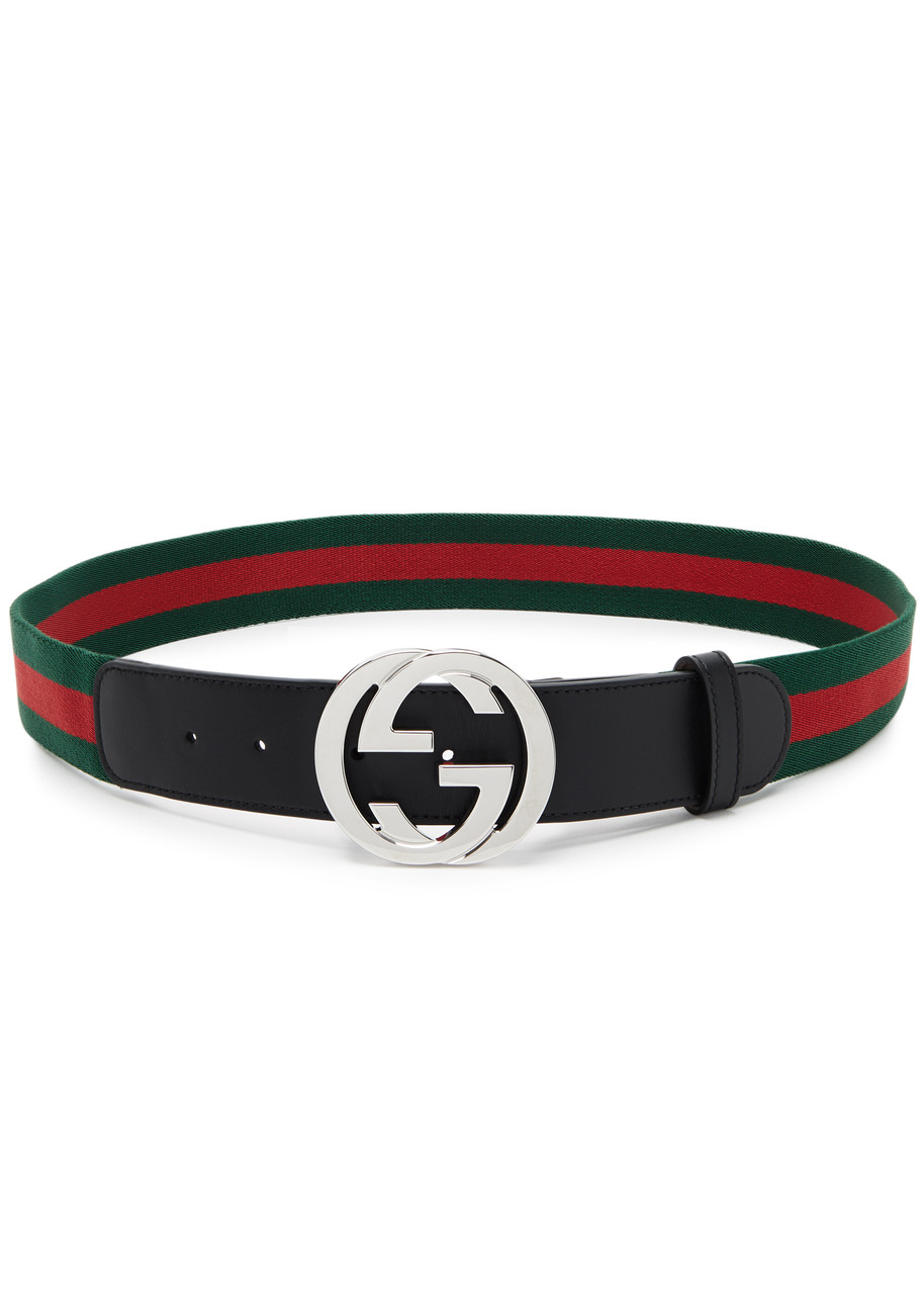 Gucci GG Striped Canvas Belt - Green - 80 (xxs)