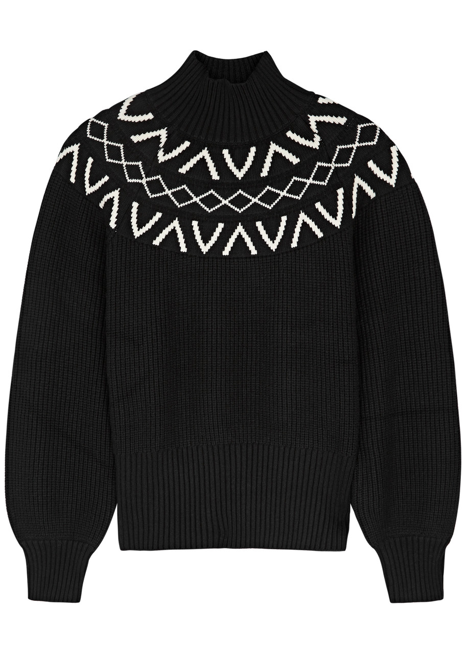 Varley Marcie Fairisle Yoke Knit Sweater In Black