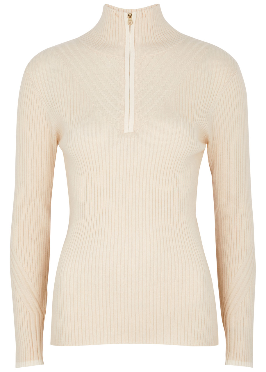 Varley Demi Ribbed Half-zip Jumper In Cream