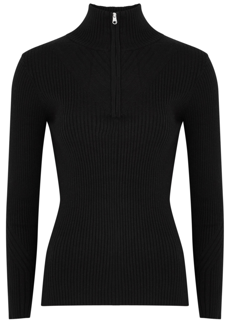 Shop Varley Demi Ribbed Half-zip Jumper, Activewear, Black, Large