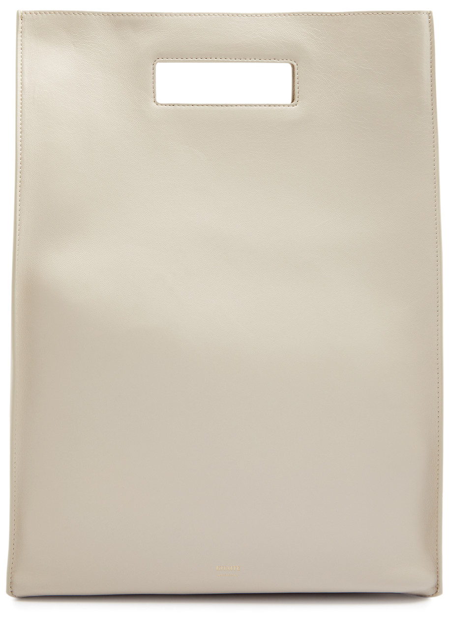 Khaite Hudson Leather Tote Bag In Off White