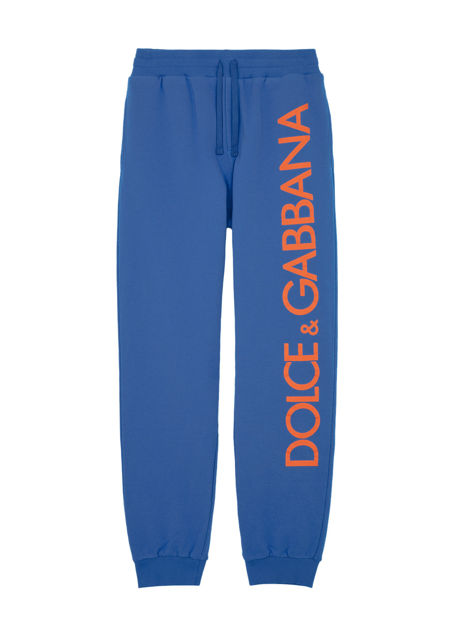 Dolce & Gabbana Kids Logo-print Cotton Sweatpants (8-13 Years) In Blue