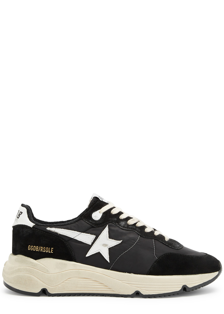 Golden Goose Running Sole Panelled Nylon Sneakers In Black