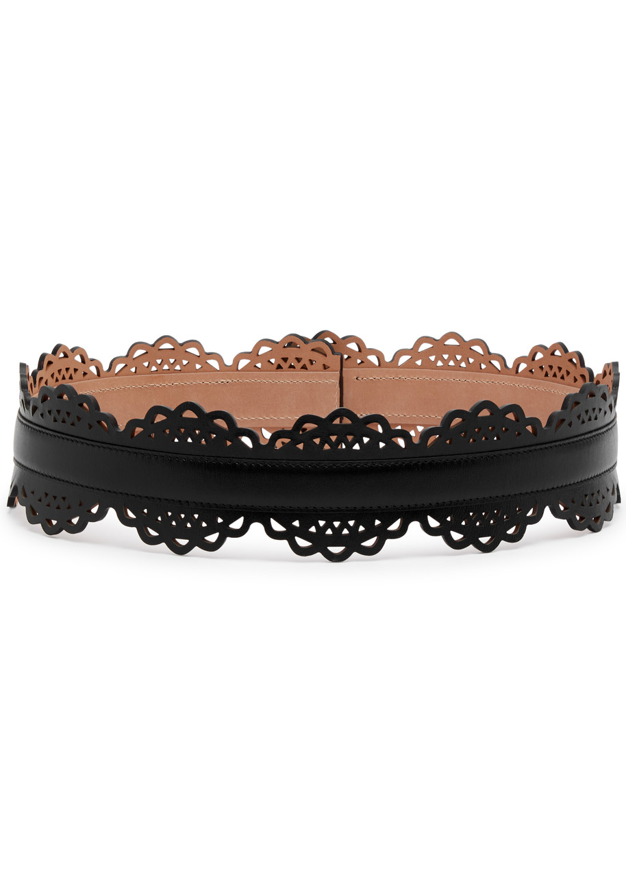 Alaïa Alaia Vienne Black Perforated Leather Belt Women In Black