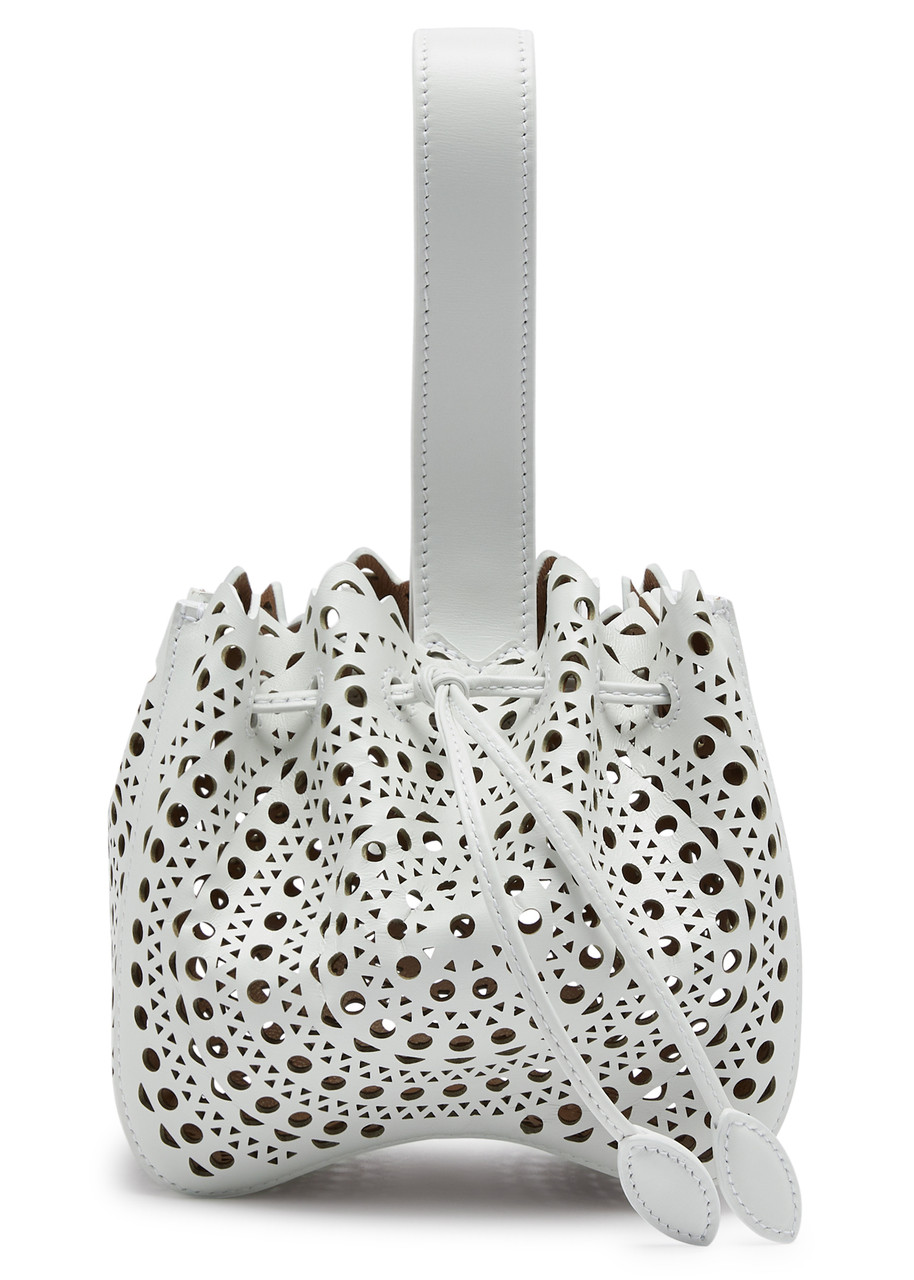 Alaïa Rose Marie Laser-cut Leather Bucket Bag In White