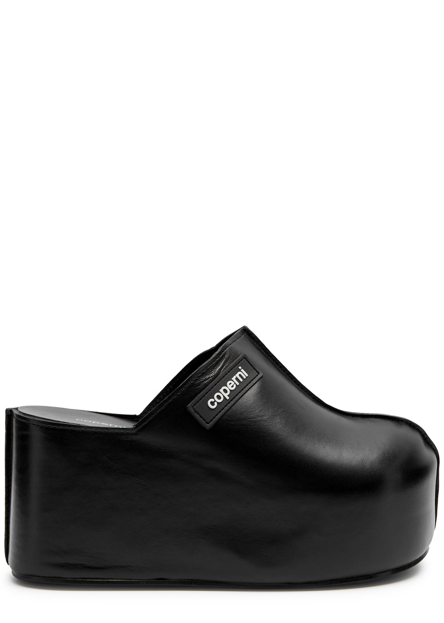 Coperni 100 Leather Platform Clogs In Black