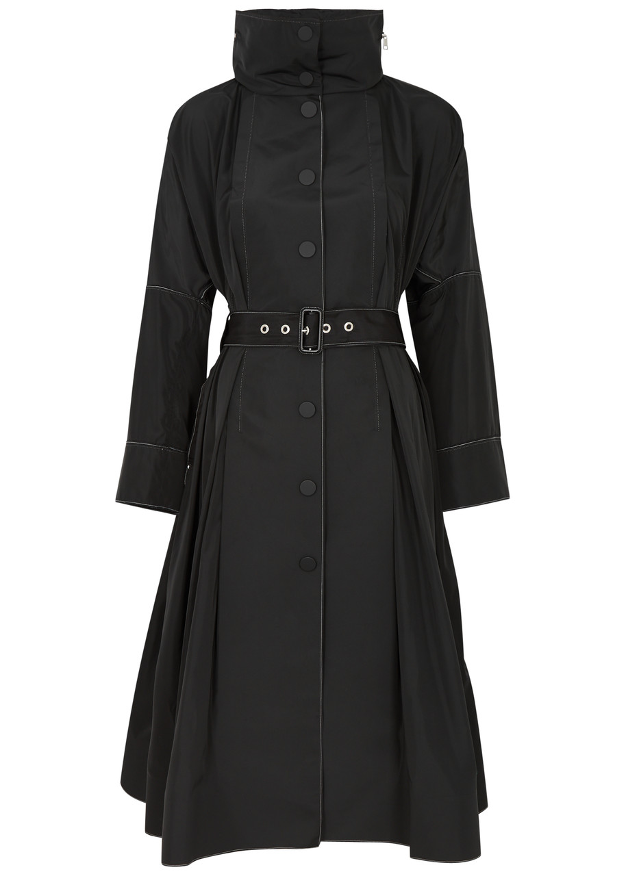 High Inquisitive Belted Shell Coat In Black