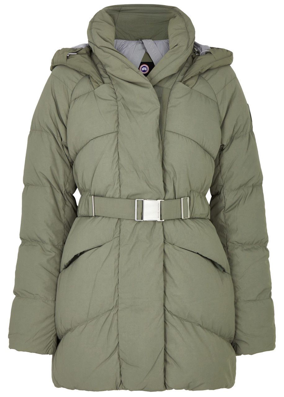 Canada Goose Marlow Belted Quilted Shell Coat In Sage