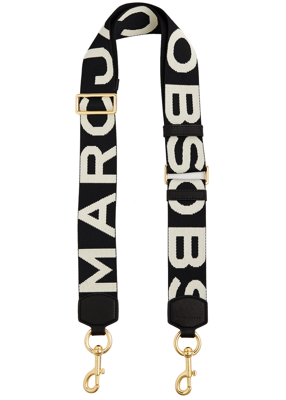 Marc Jacobs Logo-jacquard Canvas Bag Strap In Black And White