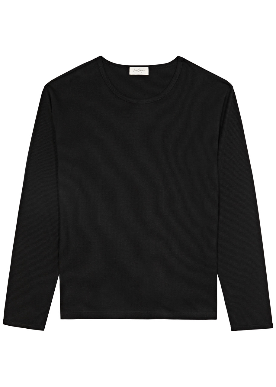 Second / Layer Dias Cortas Ribbed Jersey Top In Black