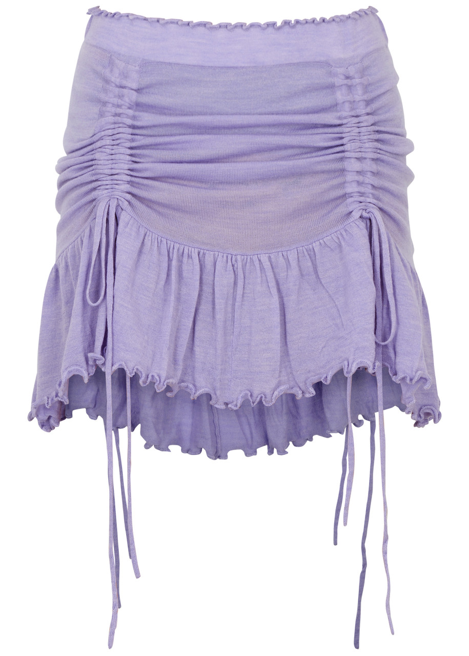 Cannari Concept Ruffled Wool Mini Skirt In Lilac