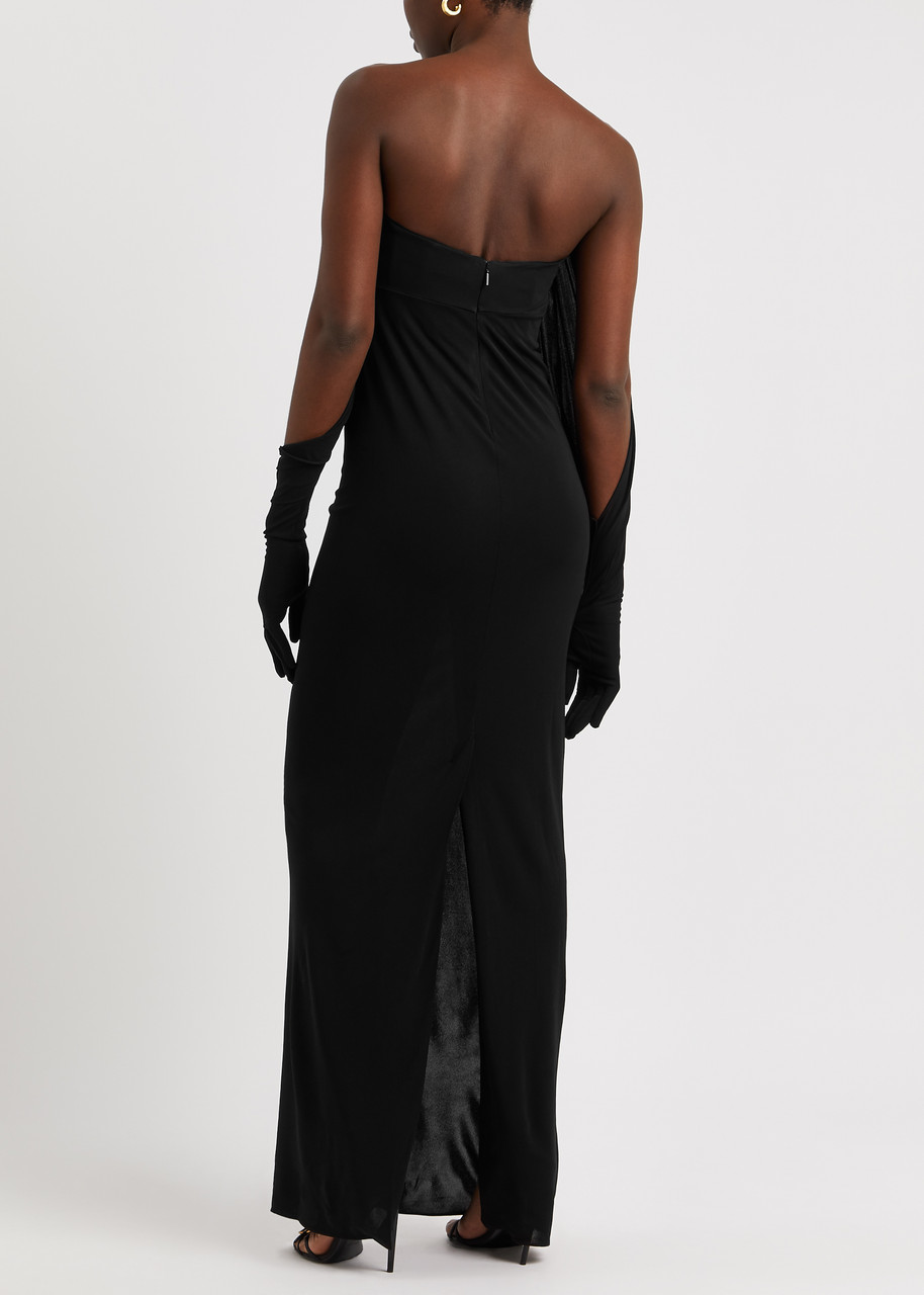  Saint Laurent - Women's Black Stretch-jersey Slim-fit Gown - Size 36 (uk8/s), Off-the-shoulder Sleeves - 36 (uk8 / S) 