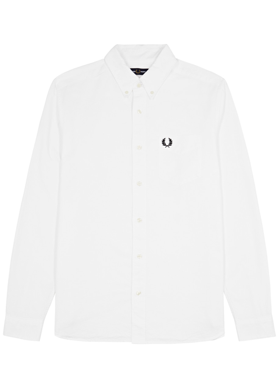 Fred Perry Logo-embroidered Cotton Oxford Shirt In White