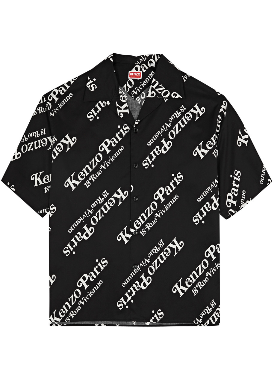 Shop Kenzo Verdy Logo-print Cotton Poplin Shirt In Black