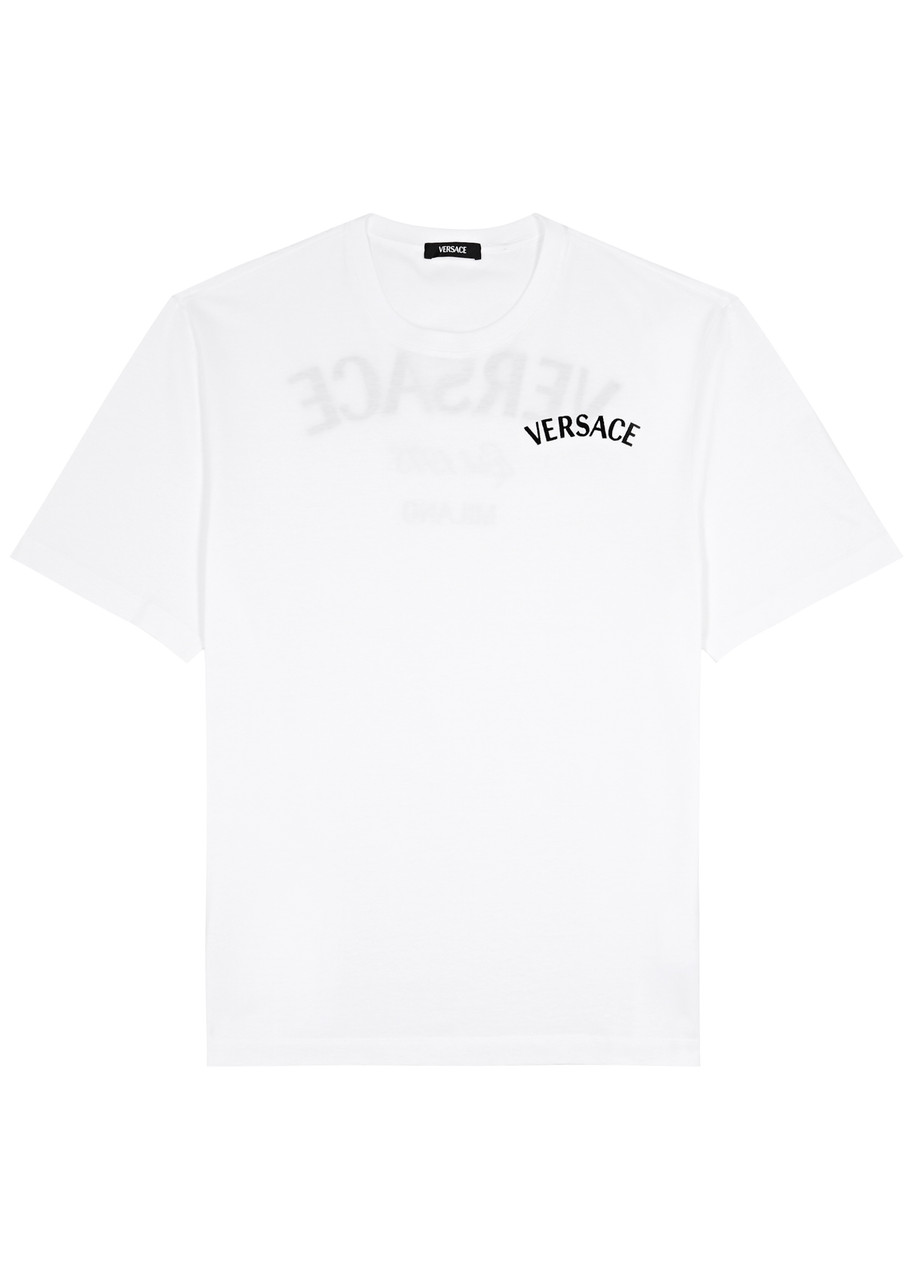 Versace Milano Logo-embroidered Cotton T-shirt In White