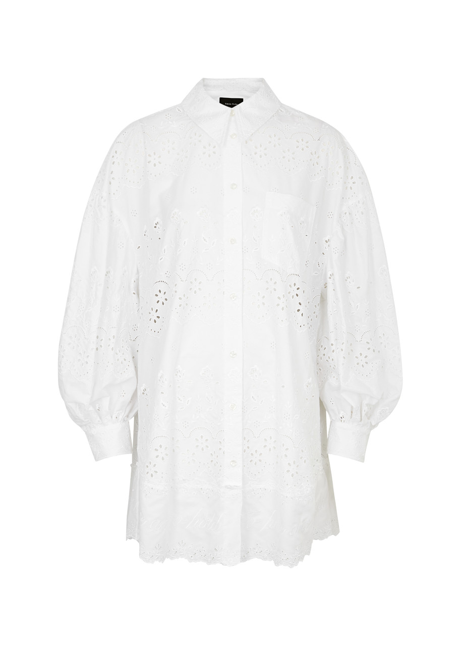 Broderie Anglaise Cotton Shirt Dress