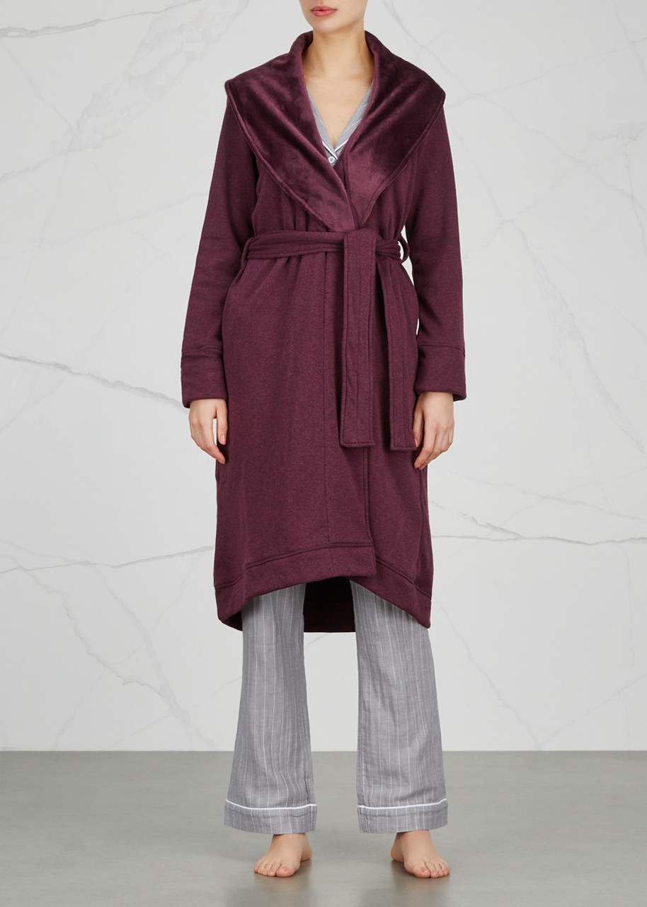  Ugg Duffield Ii Fleece-lined Cotton-jersey Robe - Burgundy - L 
