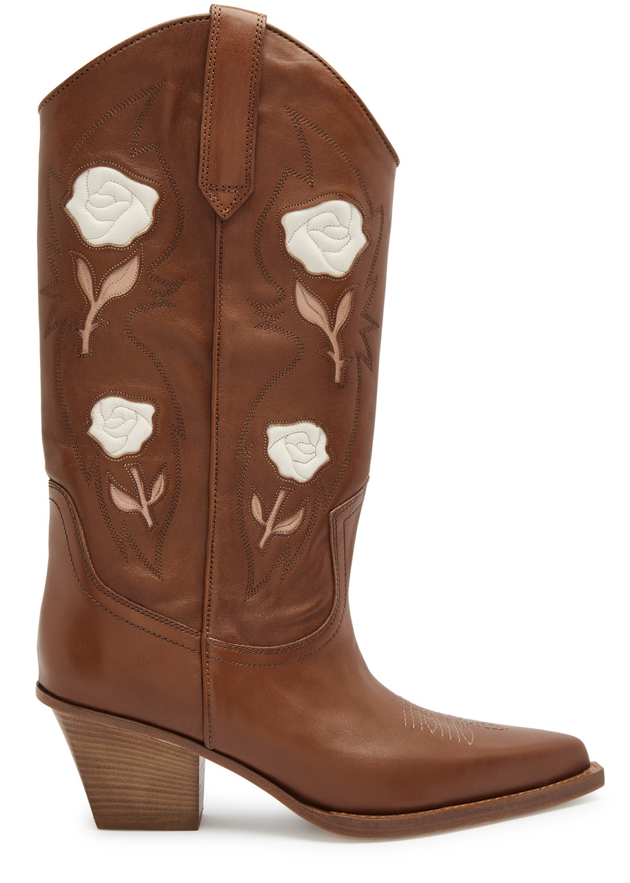 Shop Paris Texas Rosalia 60 Leather Cowboy Boots In Tan