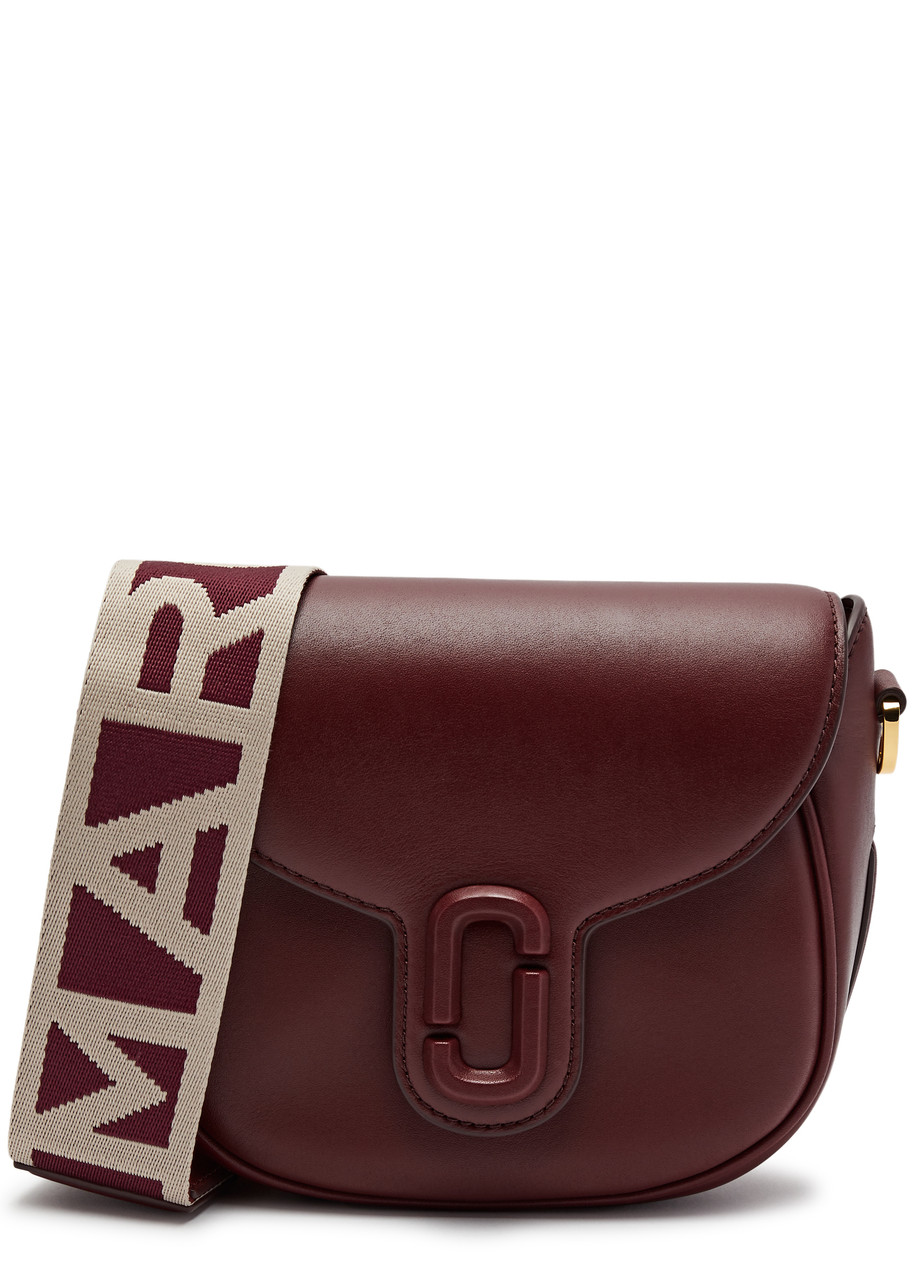 Marc Jacobs The J Marc Saddle Small Leather Cross-body Bag In Burgundy