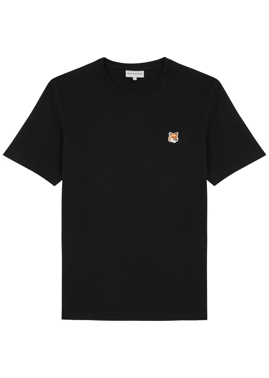 Shop Maison Kitsuné Logo Cotton T-shirt In Black