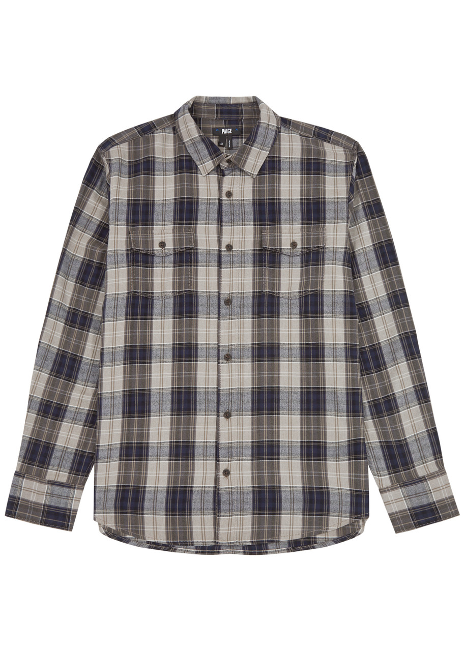 Paige Everett Plaid Flannel Button-up Shirt In Blue