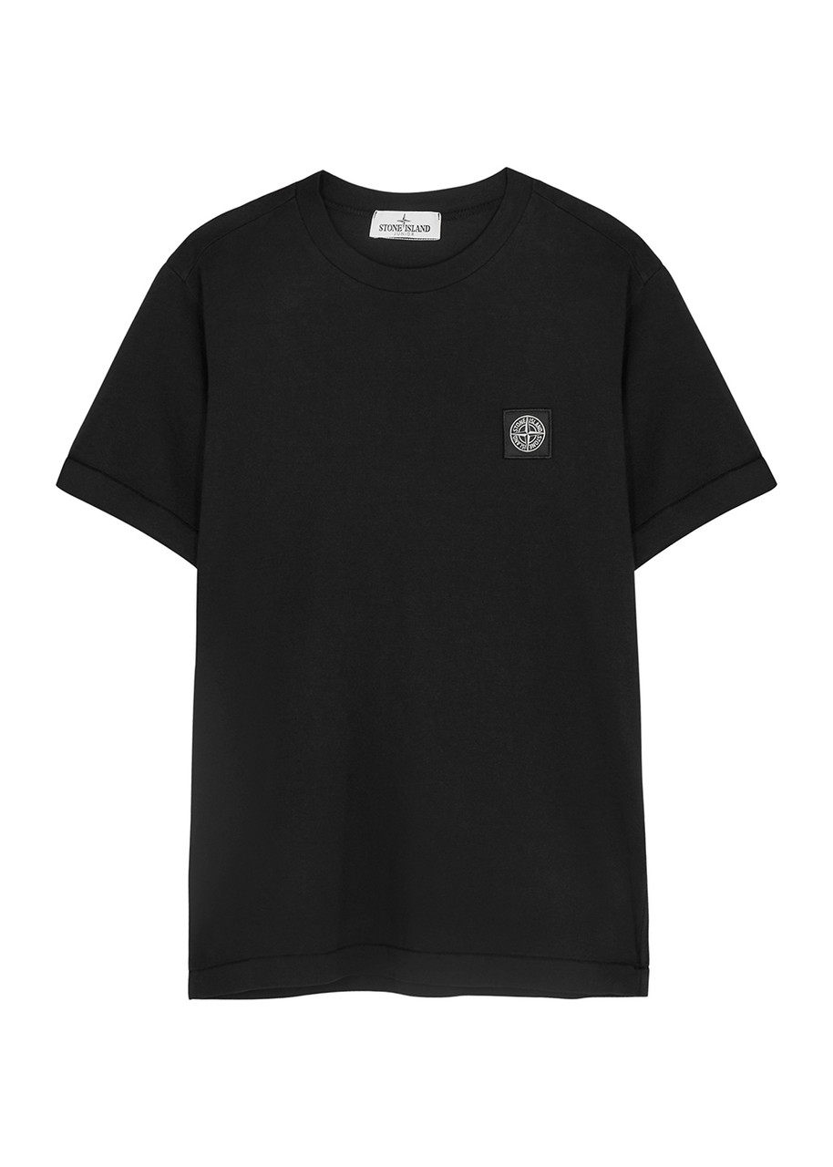 Stone Island Kids Logo Cotton T-shirt (10-12 Years) In Black