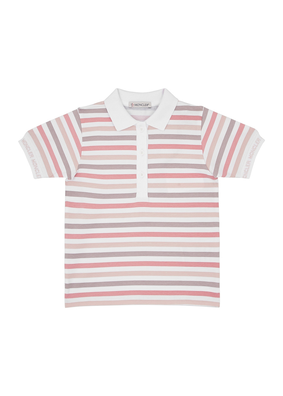 Moncler Kids Striped Stretch-cotton Polo Shirt - Pink & Other - 6 Months