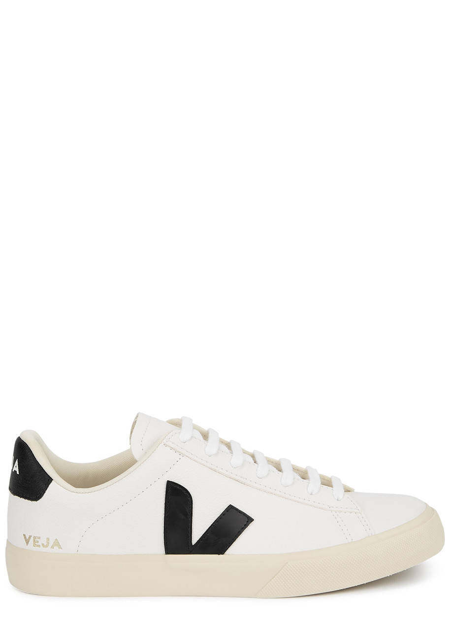Veja Campo White Leather Sneakers - White And Black - 12, Veja Trainers, Grained