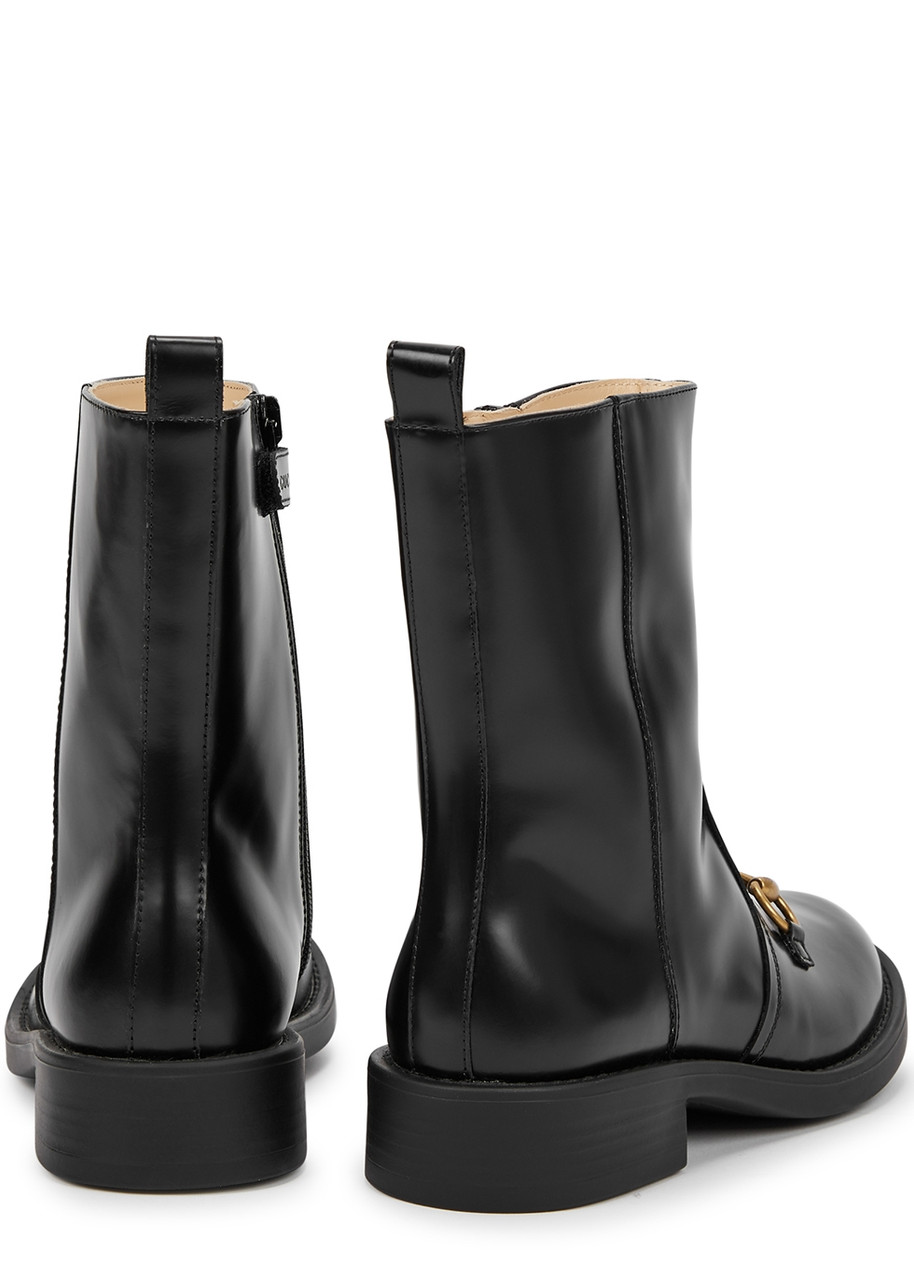 GUCCI GUCCI KIDS AISHA HORSEBIT LEATHER BOOTS (IT27-IT33)