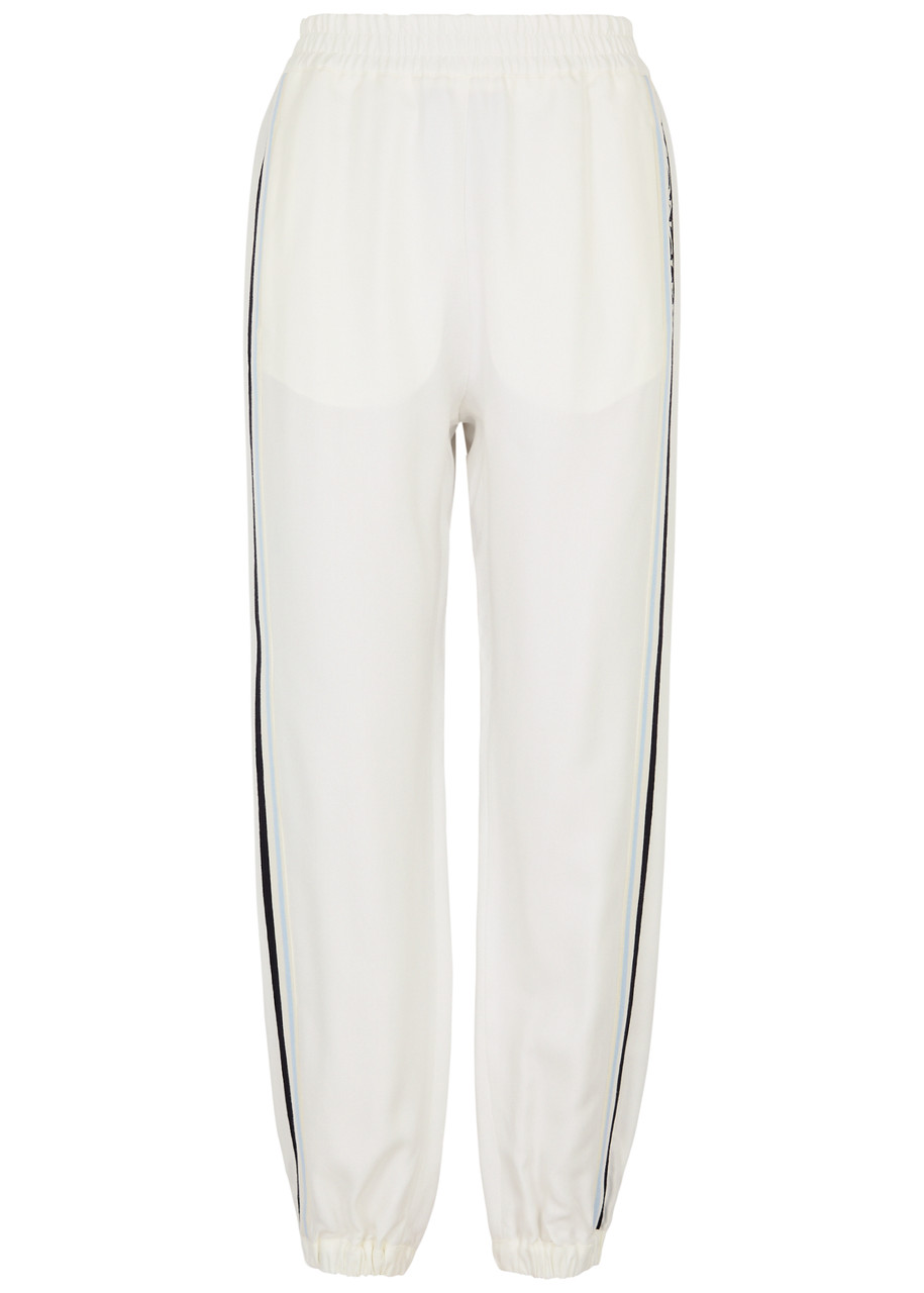 Moncler Logo Striped Jersey Sweatpants In White