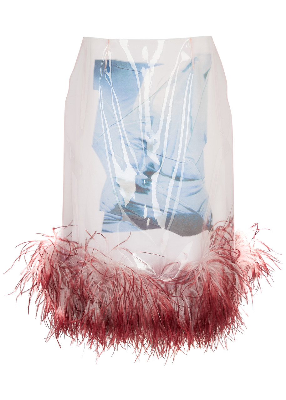 16 Arlington Vada Feather-trimmed Layered Midi Skirt