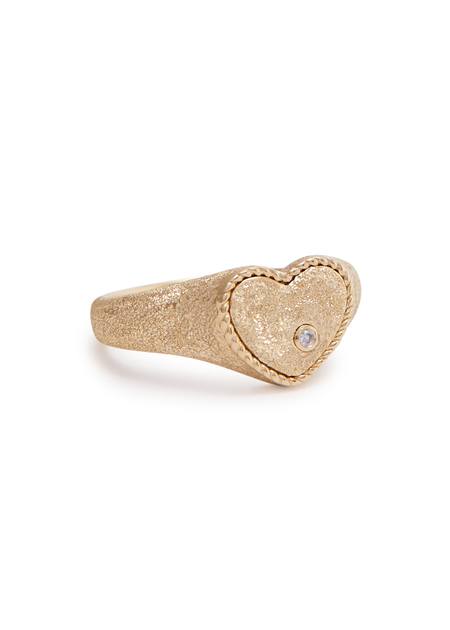 Yvonne Léon Baby Chevaliere Glittered Pinky Ring In Gold
