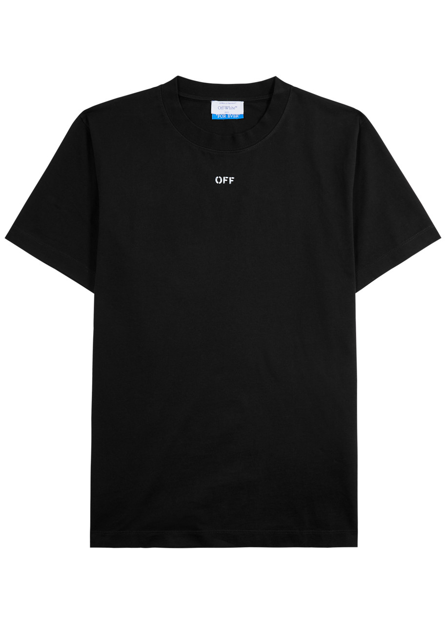 Off-white Logo-print Cotton T-shirt In Black And White
