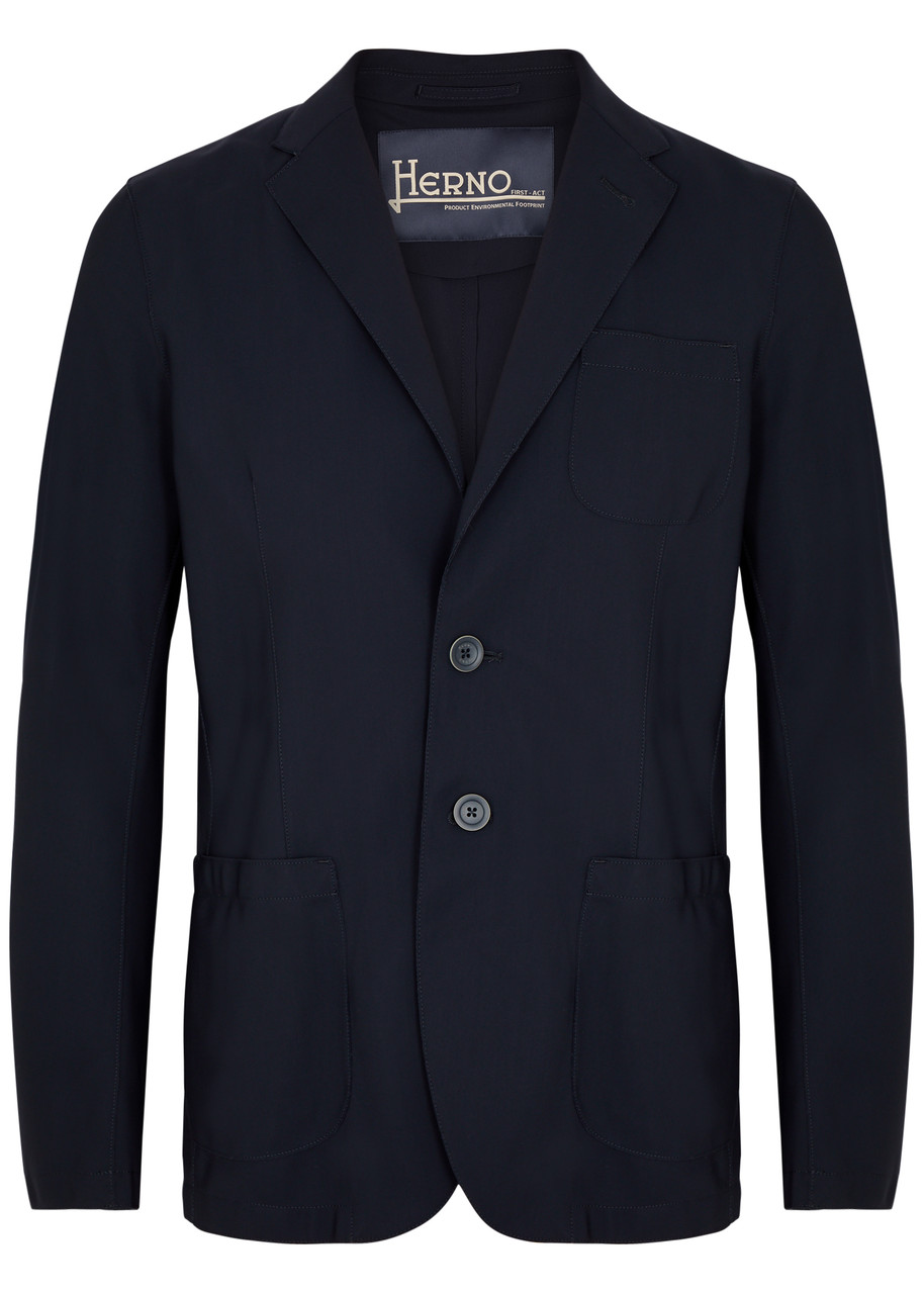 Herno Single-breasted Blazer Jacket In Navy