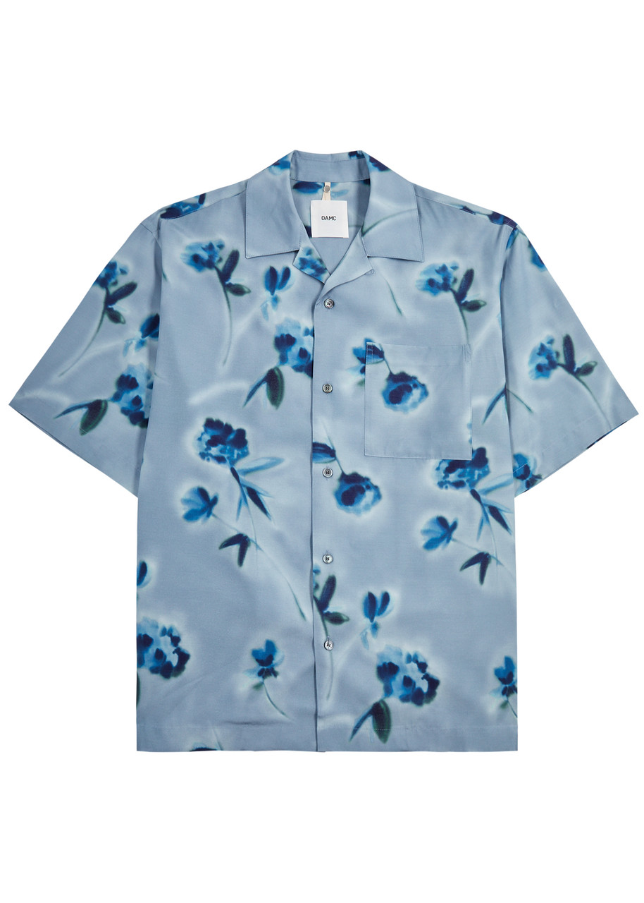 Oamc Flora Kurt Floral-print Shirt In Blue