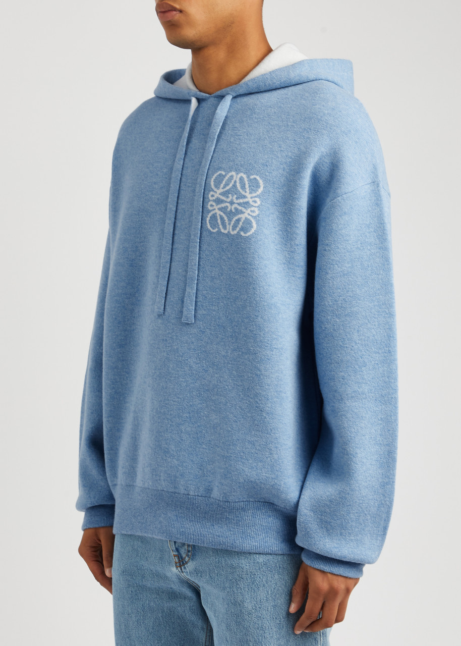  Loewe Anagram Hooded Wool Sweatshirt - Blue - L 