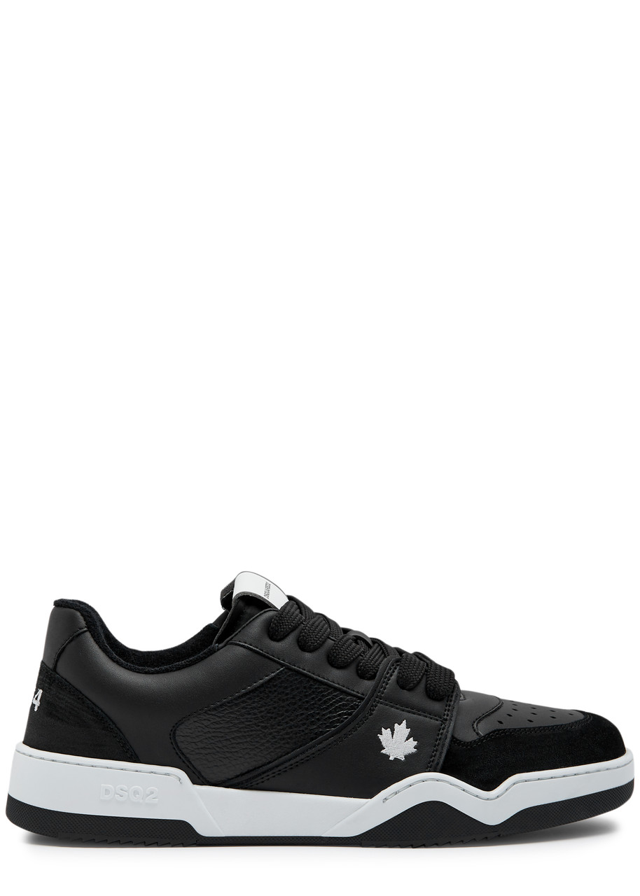 Shop Dsquared2 Spiker Panelled Leather Sneakers In Black