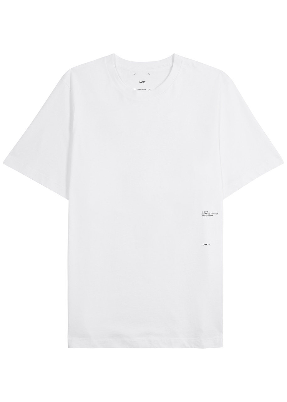 Oamc Still Printed Cotton T-shirt In White