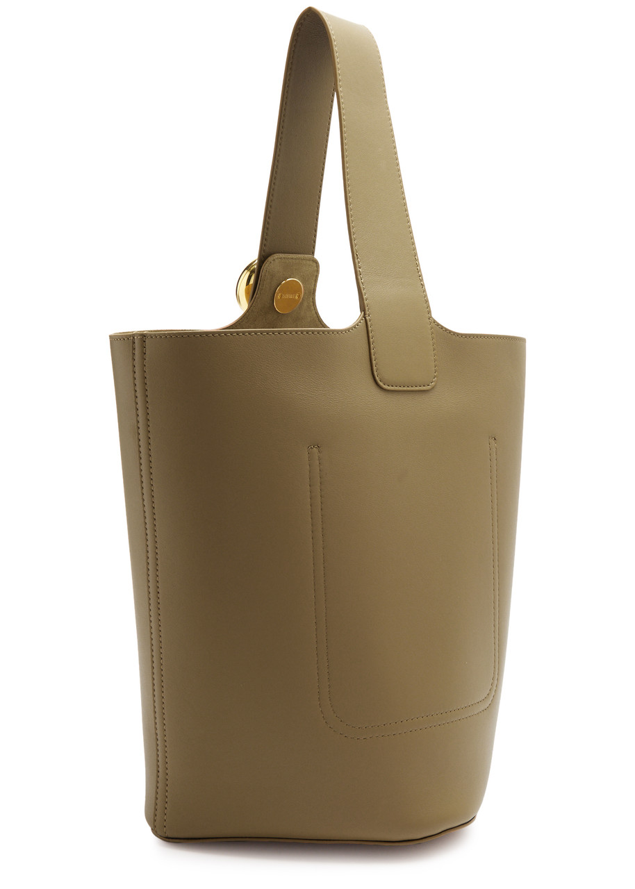 Loewe Anagram Pebble Leather Bucket Bag In Brown