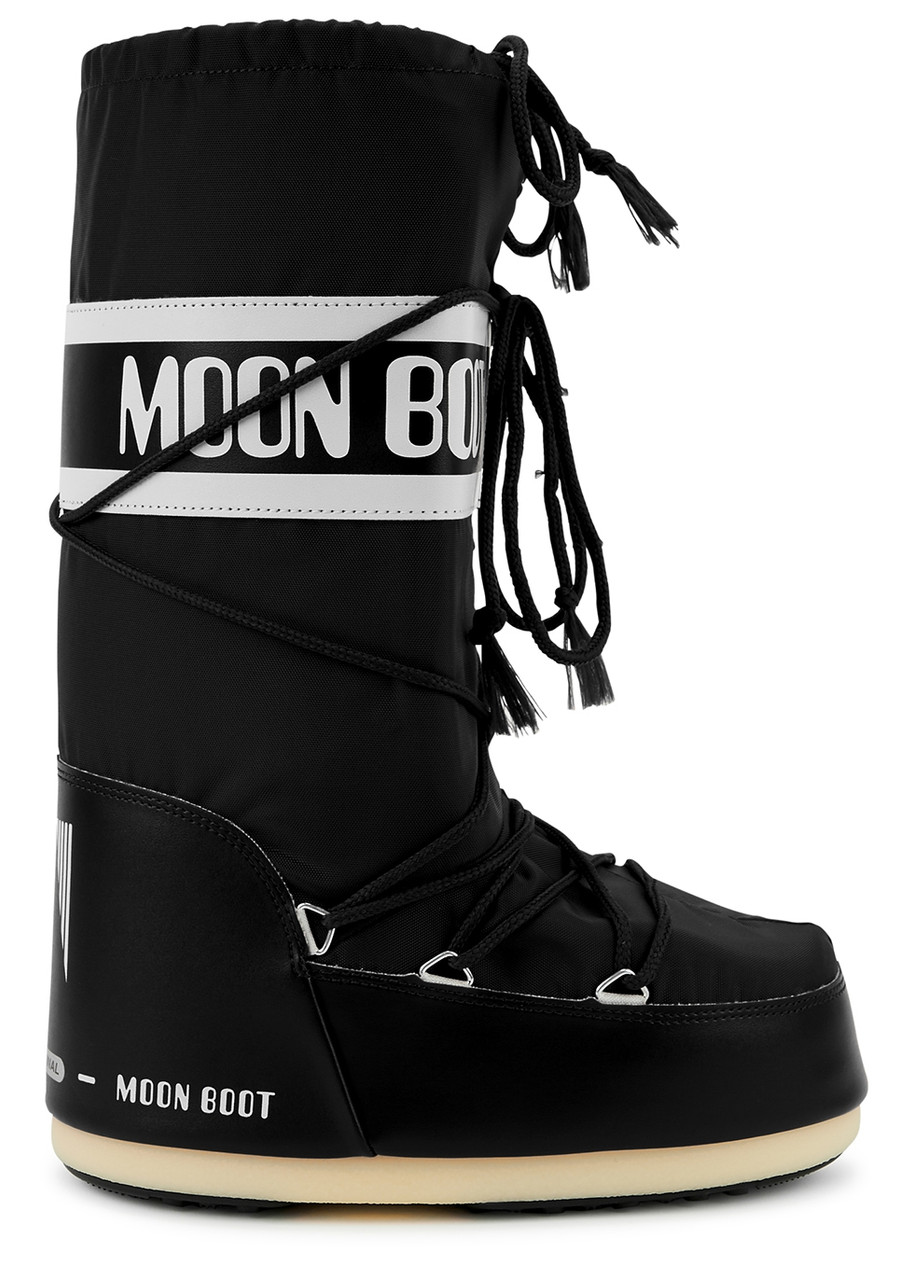 Moon Boot Icon Shell And Faux Leather Snow Boots In Black