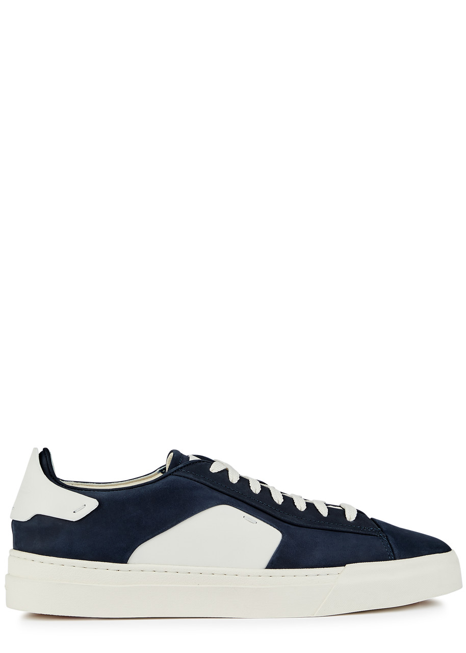 Santoni Darts Panelled Nubuck Sneakers - Blue And White - 6, Santoni Trainers, Leather - 6