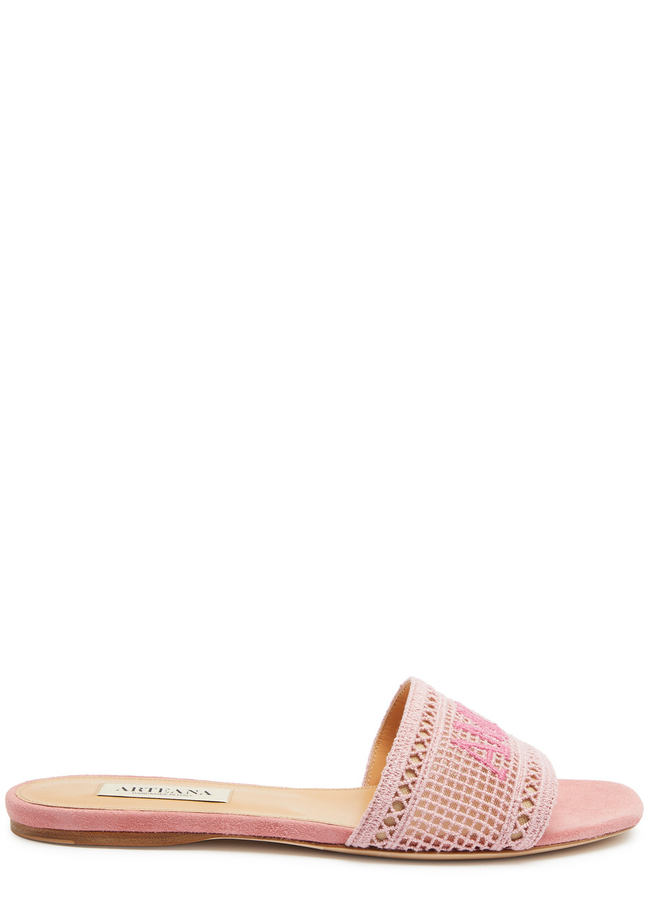 Arteana Roma Lace Sliders - Light Pink - 36 (IT36 / UK3)