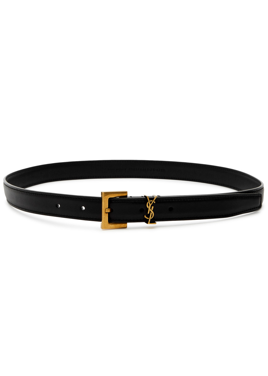 Saint Laurent Logo Leather Belt - Black - 85 (UK12/ M)
