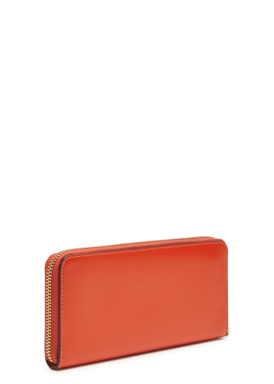  Coach Logo Leather Wallet - Orange - One Size 