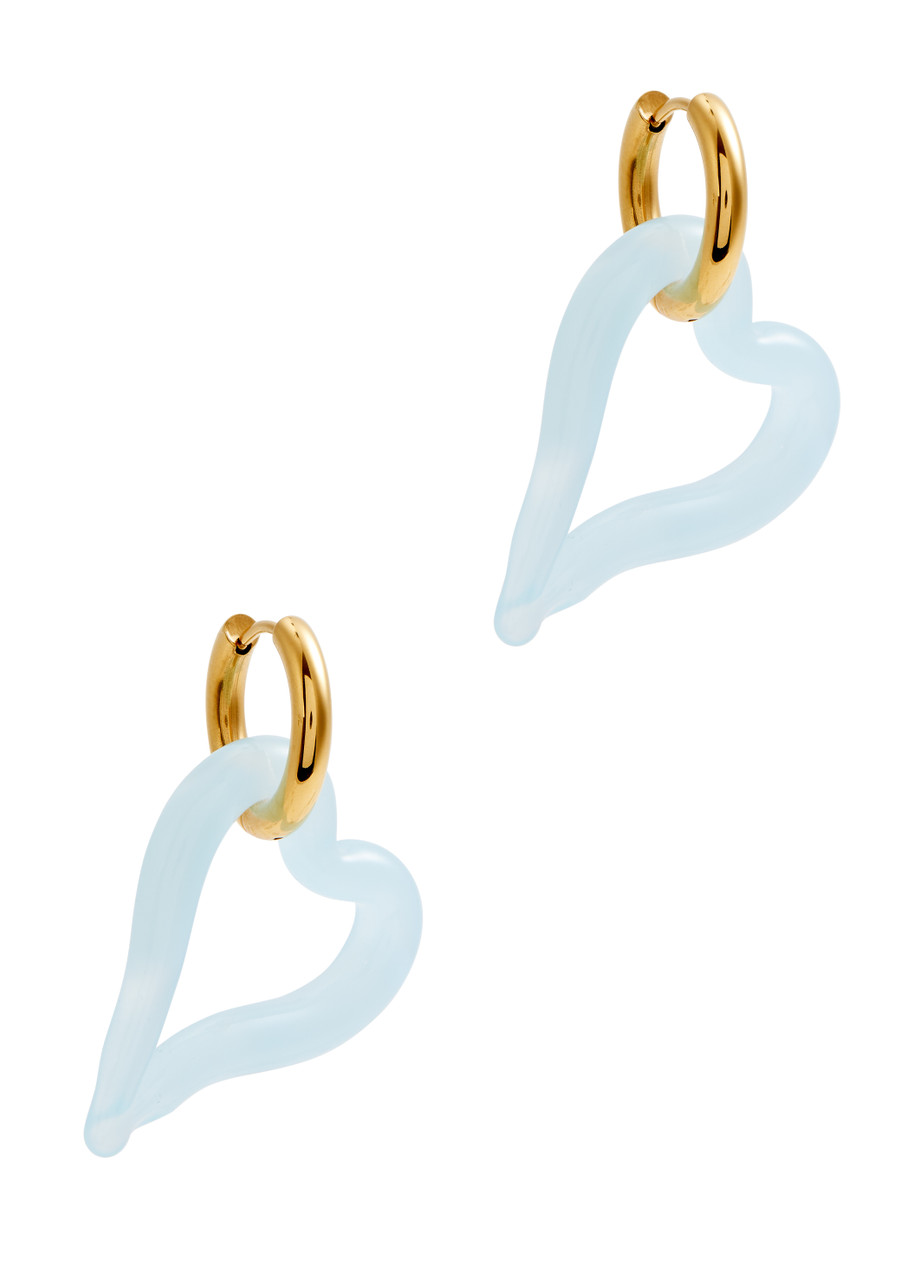Sandralexandra Heart Of Glass 18kt Gold-plated Hoop Earrings In Light Blue