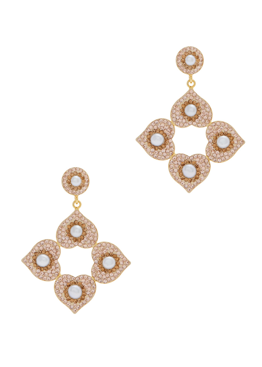 Soru Jewellery Eternal Heart 18kt Gold-plated Drop Earrings In Crystal