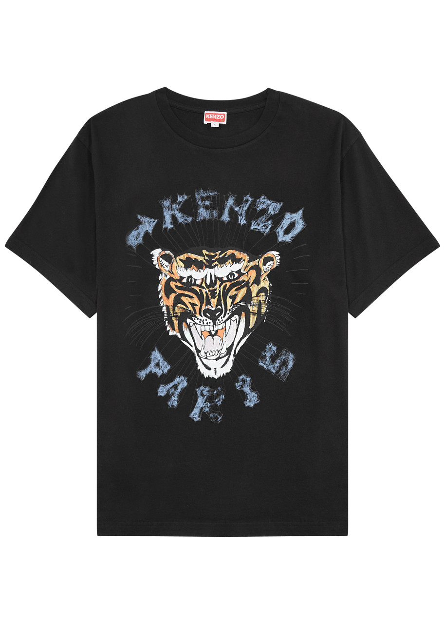 Shop Kenzo Logo-print Cotton T-shirt In Black