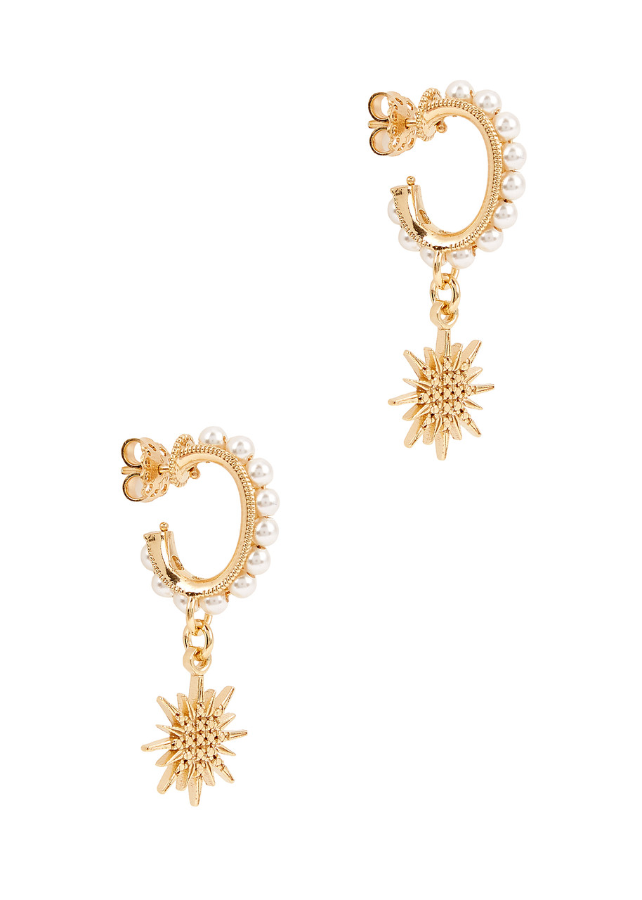 Soru Jewellery Mini Luna 24kt Gold-plated Hoop Earrings In Pearl